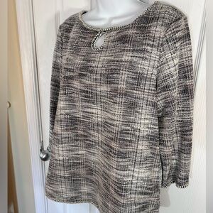 Plaid Knit Woven Top with Keyhole Detail
By Max Studio